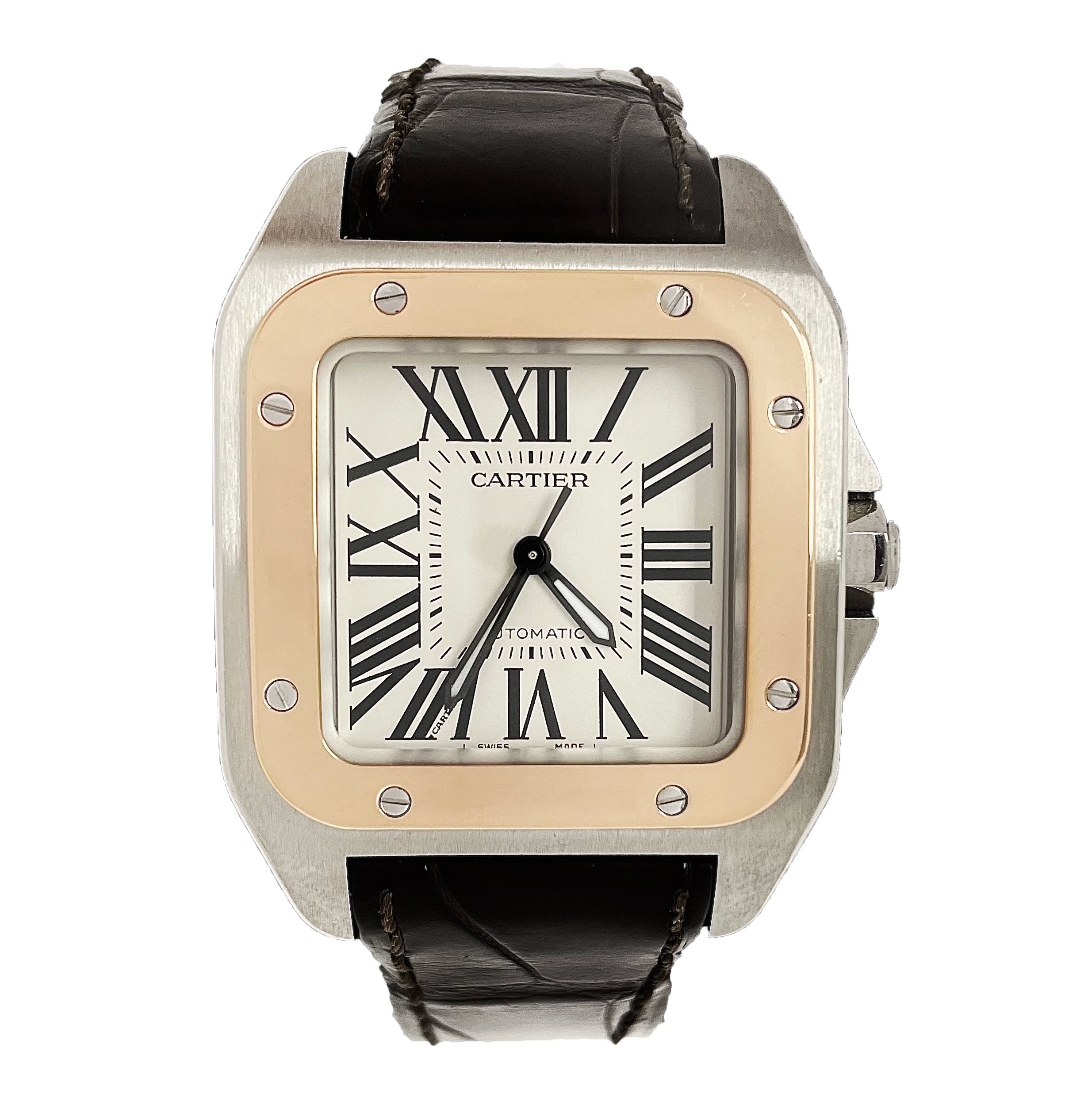 Cartier Santos Automatic 腕時計 Cartier 2878 Santos Two Tone Rose Gold 33x44mm — REGAL WATCH EXCHANGE